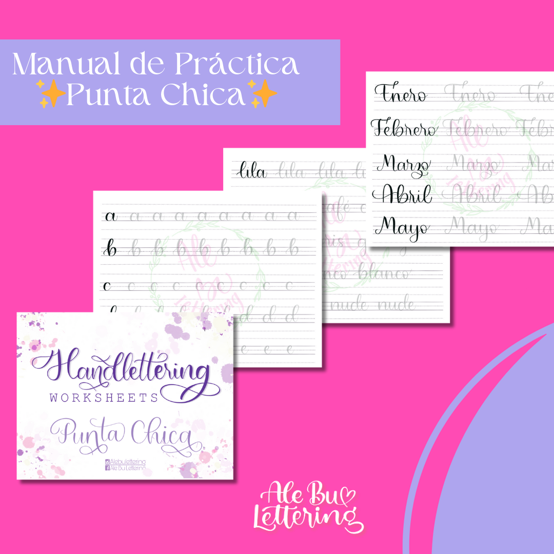 Manual de Práctica Brushlettering Punta Chica - AleBu Lettering