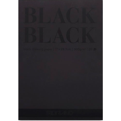 Papel BLACK BLACK - Papel de Dibujo Ultra Negro, Superficie Muy Lisa, Libre de Ácidos - Marca Fabriano - alebulettering