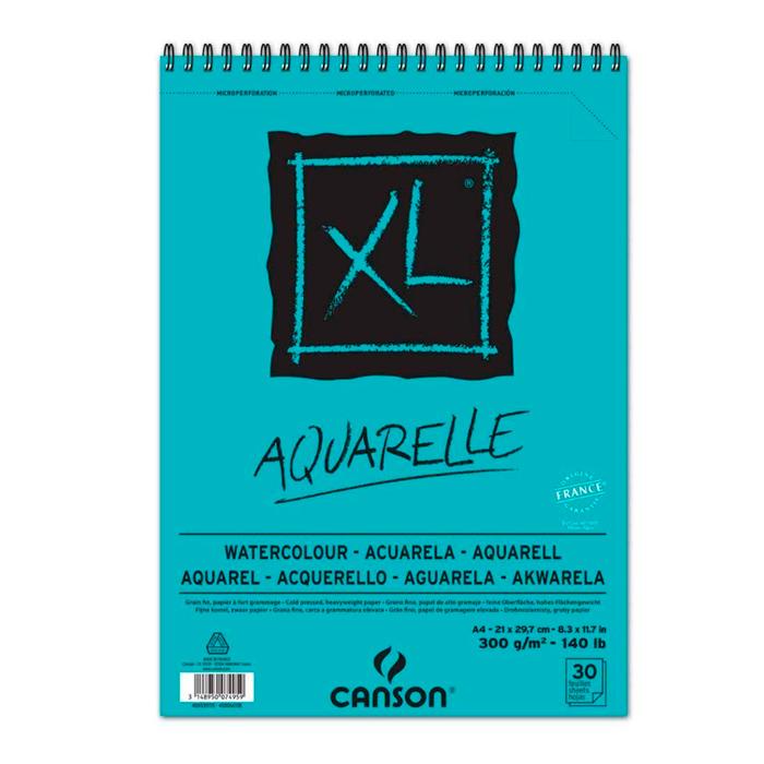 BLOCK CANSON XL AQUARELLE - Álbum de 30 Hojas Microperforadas de 300g, Grano Fino - alebulettering